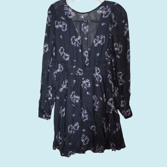 LoveShackFancy Dress Size Small Blue Floral Zayden asymmetrical tiered mini - Picture 9 of 14